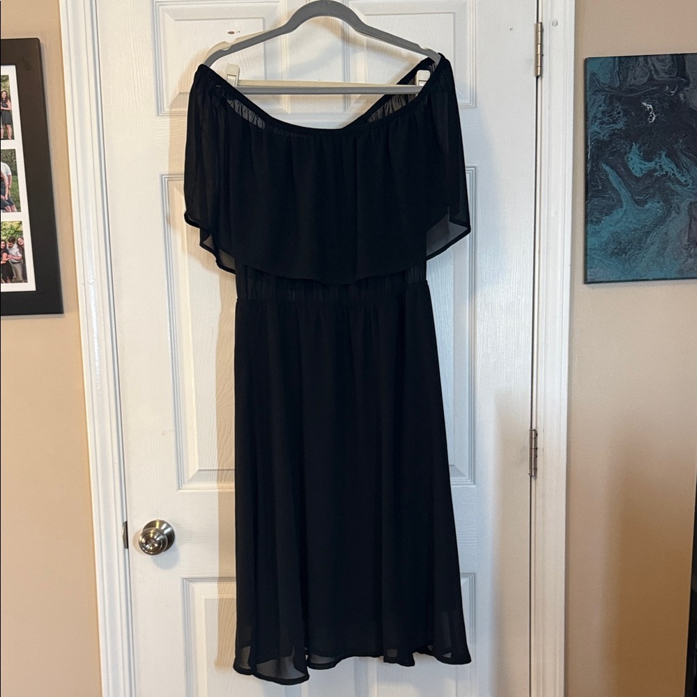 JustFab Black Off-Shoulder Midi Dress